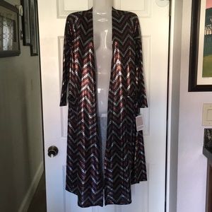 New! Lularoe metallic zig-zag Sarah Cardigan